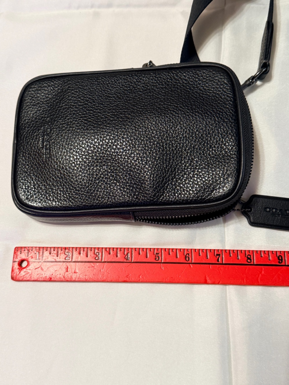 Coach Black Pebbled Leather Mini Messenger Crossbody Bag - Picture 8 of 12